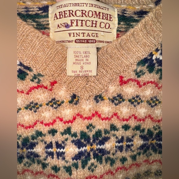 Abercrombie & Fitch Vintage Shetland Wool Sweater Womens Small Ugly Christmas - Picture 3 of 6